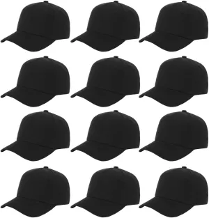 ZH Plain Adjustable Baseball Cap - Lot of 12 Unisex Blank Design Caps