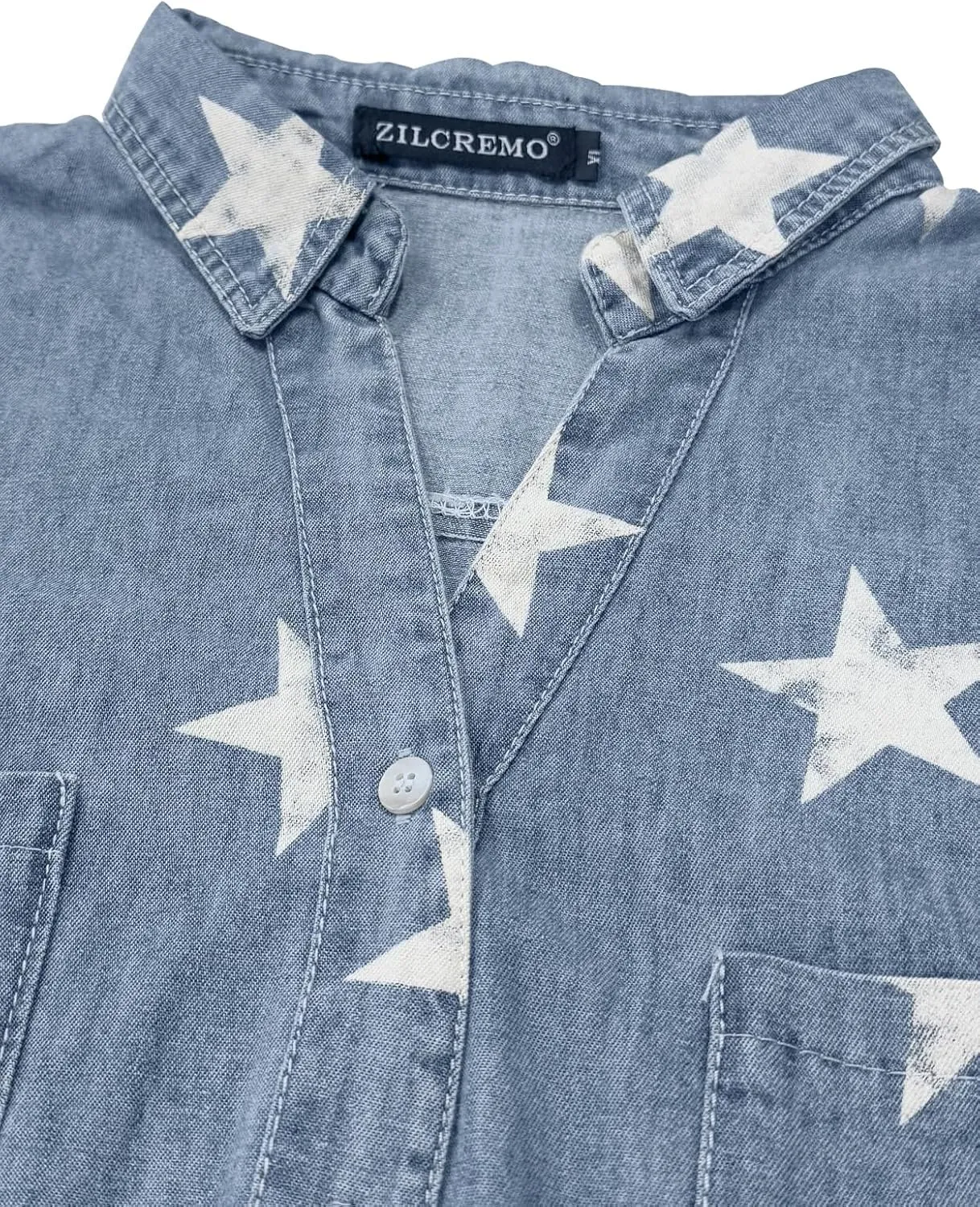 Zilcremo Women Denim Shirt Dresses Long Sleeve Distressed Jean Dress Button Down Casual Tunic Top