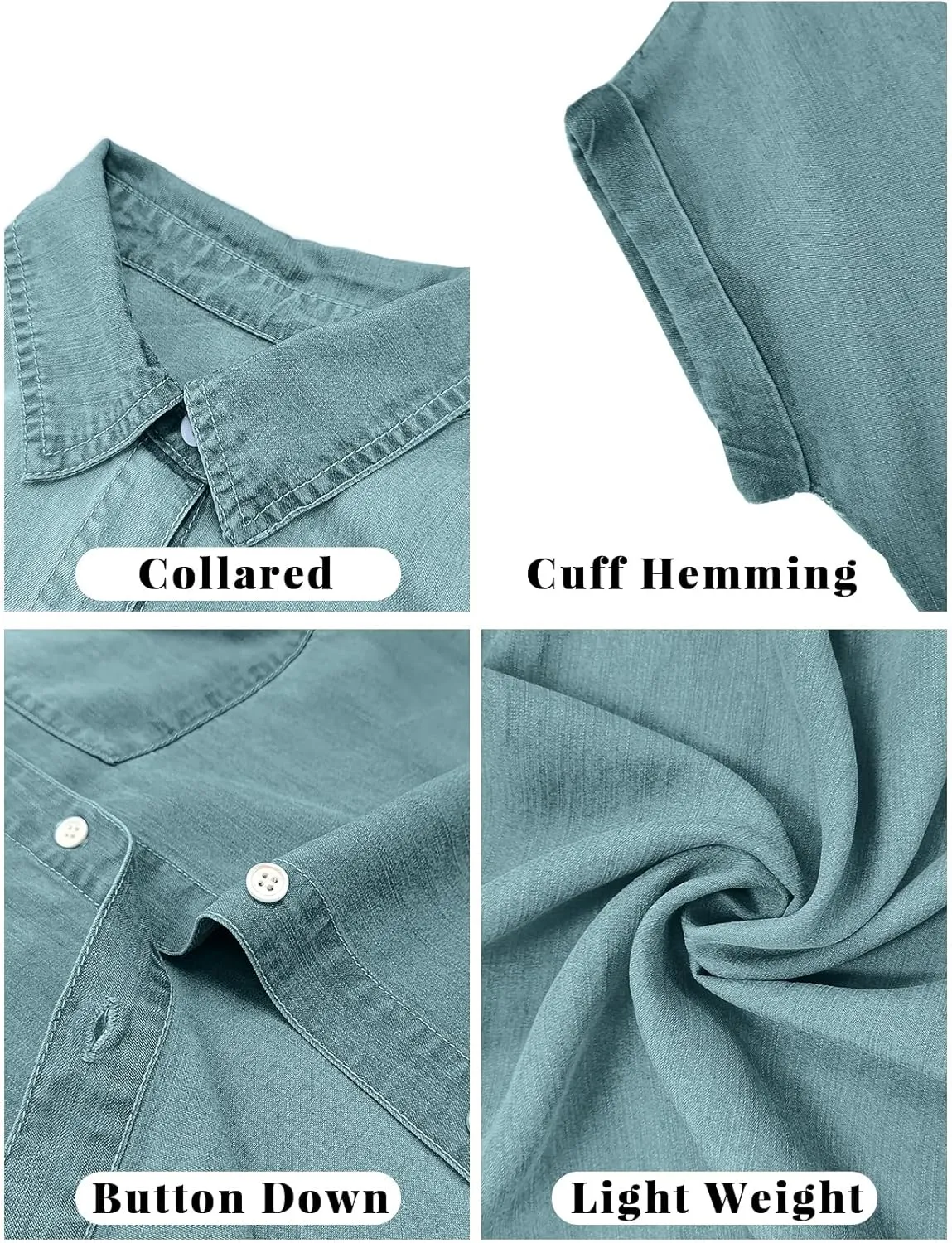 Zilcremo Women Denim Shirt Dresses Short Sleeve Distressed Jean Dress Button Down Casual Tunic Top