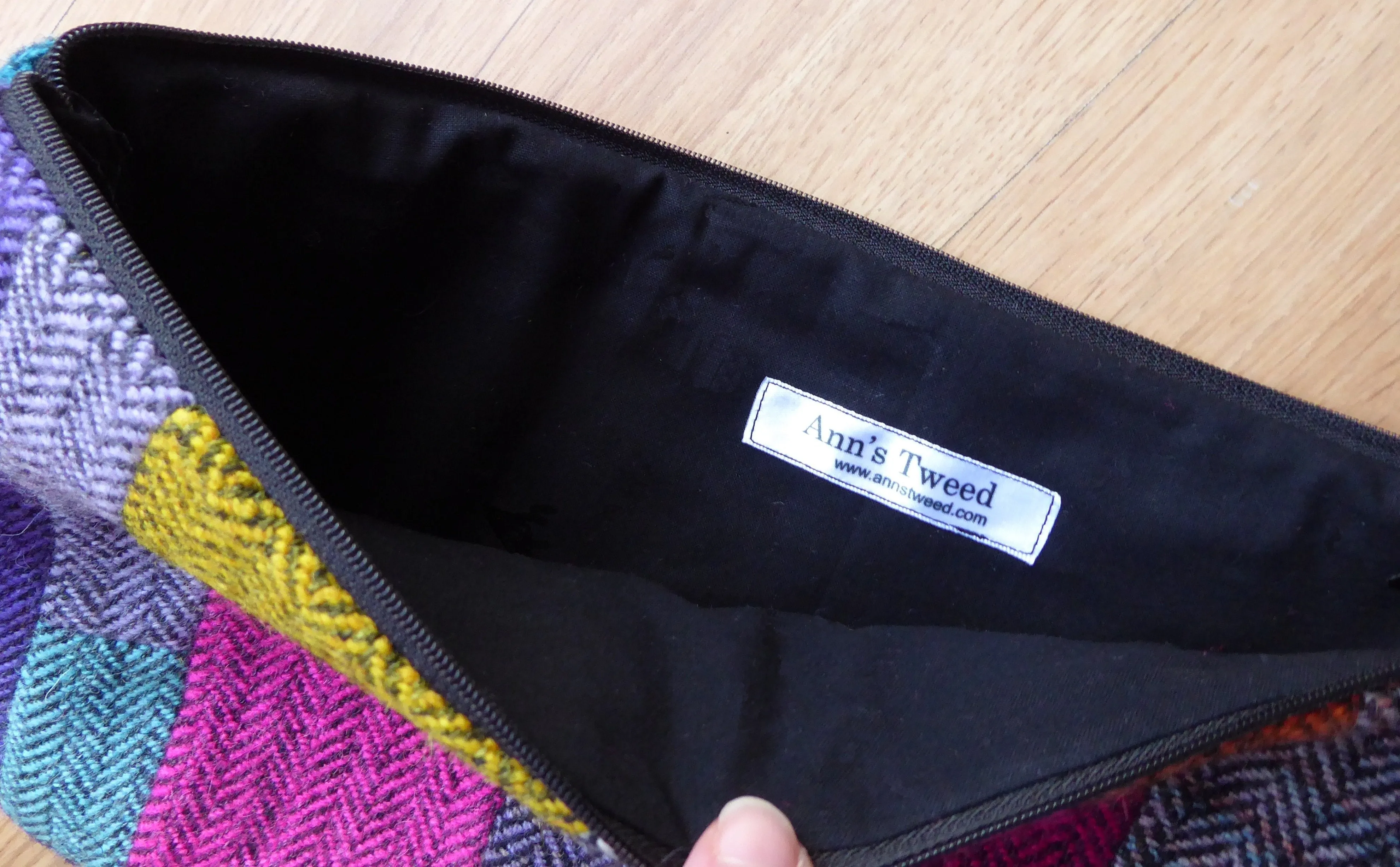 Zipper Pouch in Brightly Coloured Herringbone Tweed