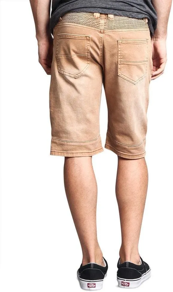 Zippered Biker Style Ribbed Moto Ripped Distressed Denim Jean Shorts