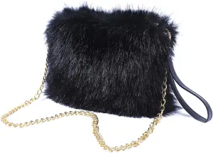 ZOSCGJMY Evening Faux Fur Handbags for Women Furry Fluffy Fuzzy Bags Purse Crossbody Shoulder Strap